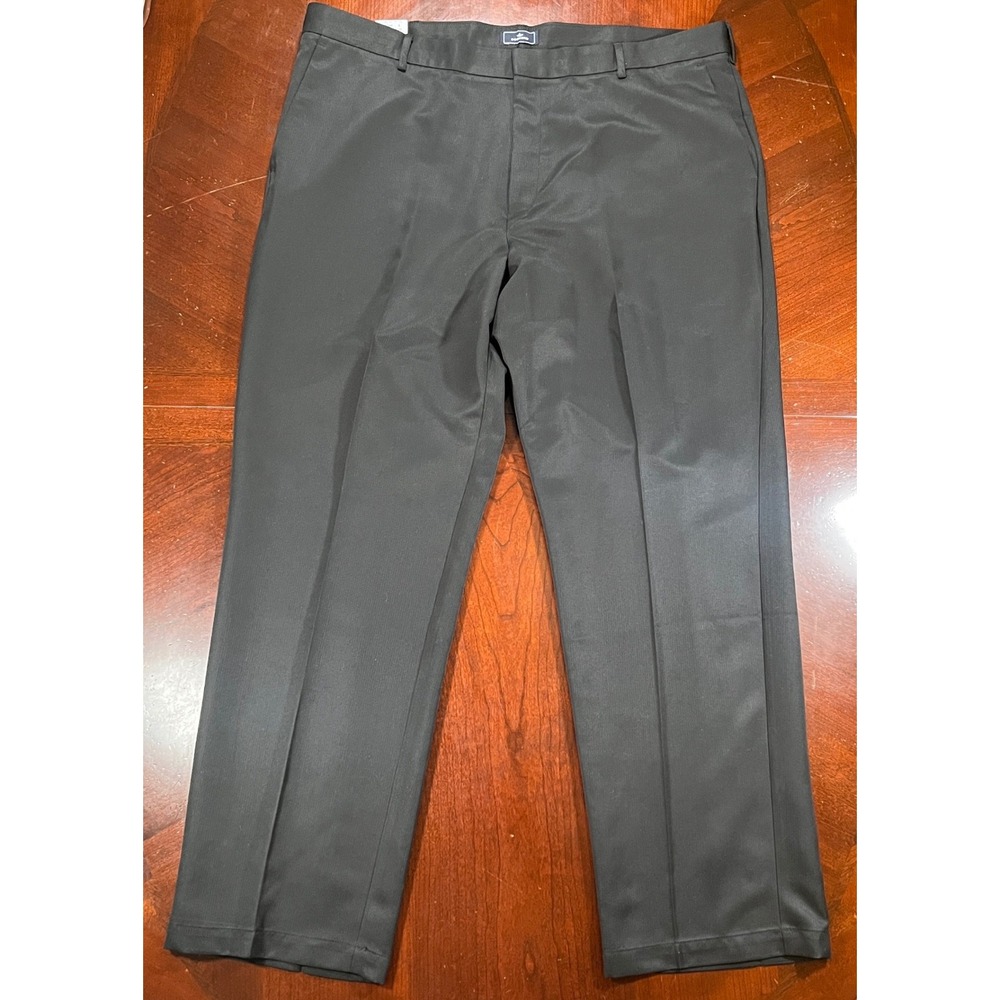 Dockers Mens Classic Fit Herringbone Pants‎ Black 42x32 Flat Front 922880005 NWT